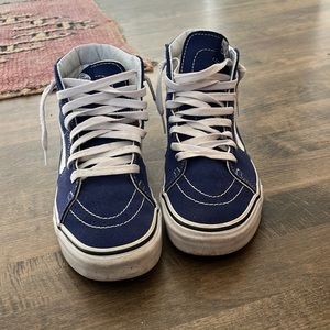 Women’s blue high top vans size 8